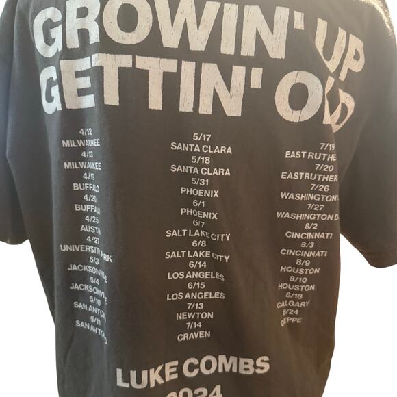 Luke Combs Growing Up And Getting Old 2024 Tour Tee, Charcoal, Unisex Large - Picture 5 of 6